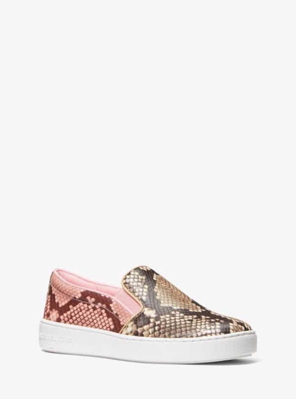 Damske Slip On Michael Kors Keaton Studded Two-Tone Python Embossed Leather Sneaker Ruzove - Topanky Michael Kors Sleva | JSRBK-0694